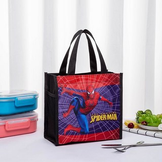 卡通圖案飯盒袋，兒童便當袋，手提午餐包，方形可愛卡通手拎包, 蜘蛛俠, 1個