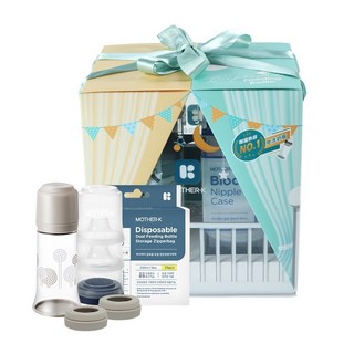 MOTHER-K 溫感拋棄式奶瓶禮盒 彌月禮盒, 1個, 亞麻棕組, 亞麻棕組