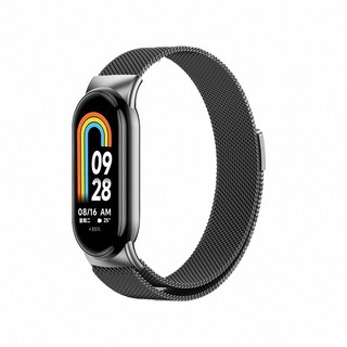 小米手環8/小米手環9米蘭金屬不銹鋼磁吸快拆錶帶腕帶 分離式設計，多色可選，輕鬆展現個人時尚風格, 深灰, 1個