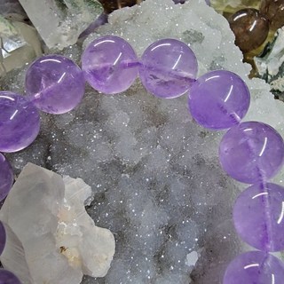 天然水晶 薰衣草紫水晶手鍊 15mm 手圍18