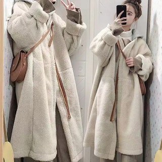 L-4XL 大尺碼羊羔絨外套，仿羊羔絨長版外套，冬季保暖連帽外套，胖MM 寬鬆顯瘦外套