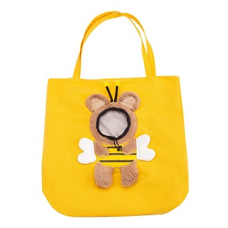 貓咪外出帆布手提側背包, 黃色, 1個