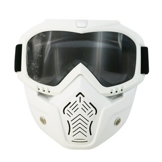 오토바이 라이더 페이스 안면보호 방풍 고글 마스크, 흰색 + 그레이, 1개