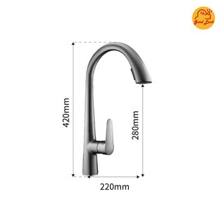 好運優選 S0432 鈦黑兩段式伸縮龍頭 鈦黑色廚房龍頭 檯面伸縮龍頭 抽拉龍頭, 1個