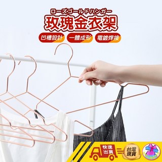 不鏽鋼防滑衣架 - TY413台灣快速寄出 金色/玫瑰金掛衣架 曬衣架/褲架, 奢華金色 42X20公分, 1個