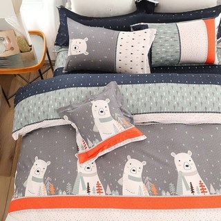 晴境家居 極緻雲織棉床包組 R44 雪地遊蹤 雙人加大床包+枕頭套*2 台灣製造