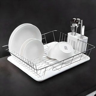 스토피아 식기건조대, 1단, 실버 + 화이트, 1개