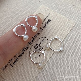 桃園出貨ing s925純銀天然淡水珍珠耳環女 可疊戴耳骨圈甜美mini精致小巧耳扣 64DJ