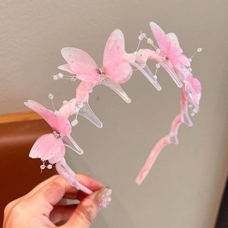 兒童彩色蝴蝶髮箍2025新款女孩公主髮飾超僊波浪頭箍帶齒防滑