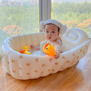 맘스픽 프리미엄 유아용 소프트욕조 접이식, 곰돌이