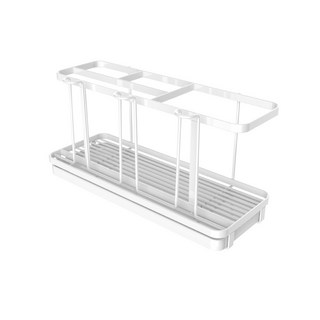 YIChu-浴室牙刷架多插槽金屬刷牙器含杯臺面壁掛兩用電動牙刷牙膏收納架 2P6Y, 壁掛牙刷架 鐵藝白, 1個