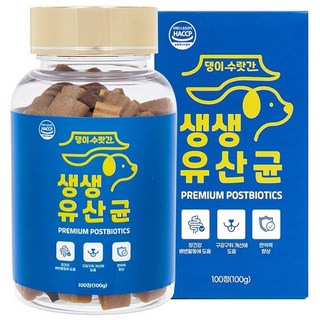 강아지 유산균 프로바이오틱스 면역력 영양제 구토 설사 변비 장건강 댕이수랏간 생생유산균 100g, 100정, 장건강/유산균, 1개