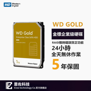 WD威騰【金標】1TB 2TB 4TB 6TB 8TB 10TB 12TB 14TB 16TB企業碟/3.5吋硬碟HDD, 1個, 1T（WD1005FBYZ）, 1T（WD1005FBYZ）