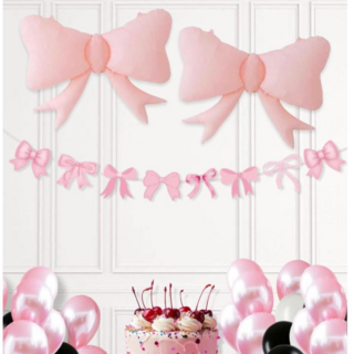 글로우엘 리본풍선 생일파티 가랜드 세트, 1세트, 핑크