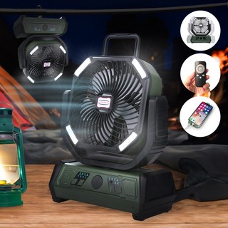 루트나인 고출력 BLDC 캠핑 탁상용 무선 선풍기, 그린+블랙, RN-X30 (고급형)