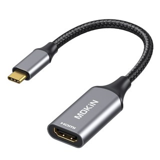 MOKiN 4K 60Hz 支援筆電手機高清投影, 1個, Type-c to HDMI轉接線, 合金銀頭黑線, 29cm