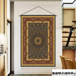 民族風波斯掛毯複古花紋臥室名宿墻麵裝飾背景布掛布 RR3－, 春紅柳綠,30cm*50cm+桿+掛鉤+白流蘇