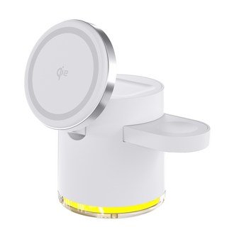 多功能無線充電座，簡約時尚設計，桌面整潔，多設備同時充電, 白色, 1個