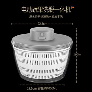 電動蔬果洗脫一體機-大容量快速脫水蔬果清洗機, PET 灰色, 1套