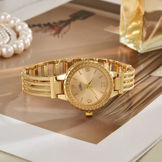 新款休閒氣質女士鋼帶手錶 簡約數字女款石英錶鏤空手鍊表