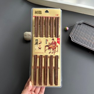 DFMEI 雞翅木筷子10雙家用高檔實木防滑防黴耐高溫木質快子家庭新款, 1個, 如圖, 雞翅木特惠(10雙裝)