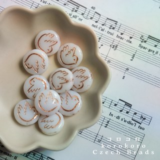 【コロkoro】｛珠子｝捷克進口 自由ノ鳥 小鳥牌 小鳥 鴿子 和平鴿 玻璃珠, 白,一個, 1個