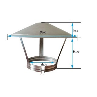 난로 연통 부속품 75mm 300mm 역풍 방지 조립용, 직경 12cm 캡 30cm