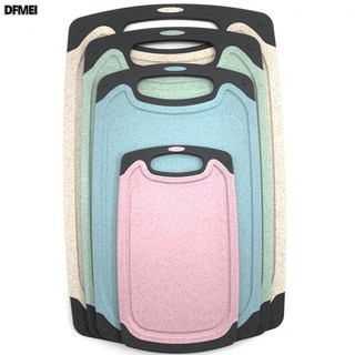 DFMEI 大號菜板塑料小麥秸稈砧板加厚家用網紅案板防滑套裝圓形分類切板, 1個, 綠色