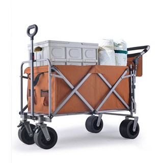 초대형 푸시 캠핑 웨건 300L 뒷문개방 카트, 1개, 오렌지