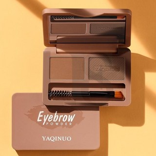 Yakino 雙色眉粉 / 持久自然柔滑黑棕色眉霜 / 防水防汗眼妝盤L.F.S, 1個