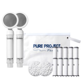 퓨어프로젝트 필수 해외여행용 샤워기헤드 + 휴대용 파우치 세트, 샤워기2개+바디필터10개+헤드필터2개+파우치1개, 1개