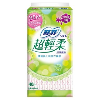 SOFY 蘇菲 超輕柔護墊花香, 14cm, 40片, 1包