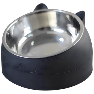 斜口護頸不鏽鋼寵物碗 寵物白鐵碗 狗碗貓碗 結實牢固 耐用寵物碗, 黑色, 綠色, 粉色, 藍色, 白色, 1個