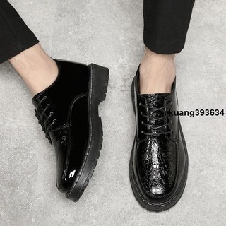 夏季商務休閒透氣皮鞋 - 韓版潮流青年英倫風正裝皮鞋