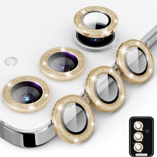 合金鏡頭膜 適用於 三星 金屬鏡頭貼, 定位閃粉鏡頭-金色,三星A14, 1個