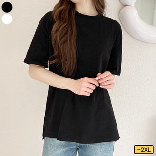 바비팩토리 여성 레이어드 티 반팔 무지 티셔츠 긴 기장 롱티 편한 핏 빅사이즈 까지