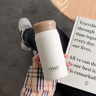 304不鏽鋼保溫杯 雙層真空保溫壺 戶外便攜運動水壺 莫蘭迪色系隨身杯, 古董白 360ML, 1個