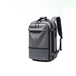 大容量旅行後背包 - 環遊世界、登機、防盜、防水、真空壓縮, 7757 紅拉鍊-鐵灰  不含電泵