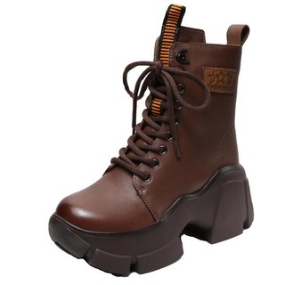 真皮加絨厚底馬丁靴 頭層牛皮羊毛雪地靴