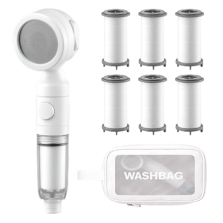 욕실 ON 여행용 미니 샤워기 + 필터 6p 수압조절 온오프기능, 여행용 미니 샤워기필터(화이트), 1개