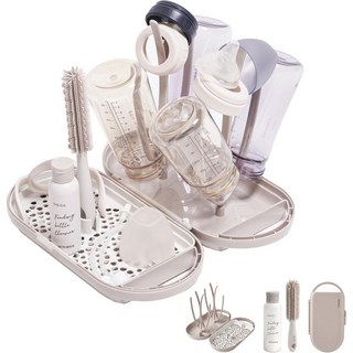 MOTHER K 캠핑용 수납 선반 쉘프 캠핑 접이식 워킹맘이나 아기와 함께 캠핑할 수 있는 병 브러시와 여행용 포함 마더 케이 젖병 건조대 세트크림 모카 Q1249085, Cream Mocha, 1개