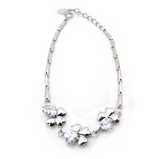 純銀四葉幸運草鋯石手鍊