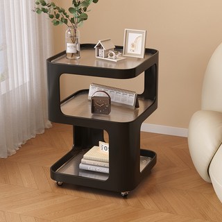 可移動輕奢鐵藝邊幾小茶几 客廳沙發邊櫃床邊置物架小桌子, 【普通款不帶輪】奶油白35*55cm+鐵藝臺面