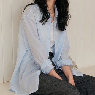 언에스온 여성 텐셀 린넨 루즈핏 심플 셔츠