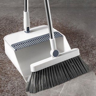 한평한뼘 고급형 빗자루 쓰레받기 세트 틈새수납, 화이트, 1개