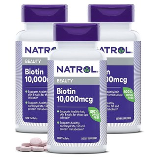NATROL 納妥 Beauty生物素錠 10000mcg, 100顆, 3罐