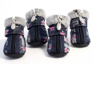 AC2292 애완동물 반려동물 겨울 강아지 애견 반려견 지퍼 털 안감 미끄럼방지 신발 슈즈 부츠 야외 산책용 등산용, 핑크, 1개