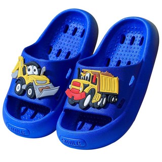 투데이리빙 어린이 캐릭터 욕실 슬리퍼 미끄럼 방지 욕실화 물빠짐 통기 구멍 실내화 볼넓은 도톰 폭신한 화장실 신발, 1개, R98763G(블루