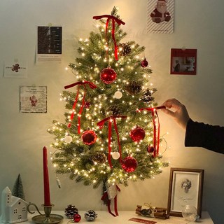 [당일출고] 루시아이 행잉 크리스마스 벽걸이 트리, 01. 레드 45cm 풀세트