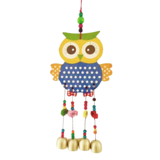 貓頭鷹鐘風鈴︱風鈴材料包 貓頭鷹 風鈴 掛飾 親子手作 兒童手作 DIY材料包 美勞 手作材料 手作︱麥手作, 貓頭鷹鐘風鈴